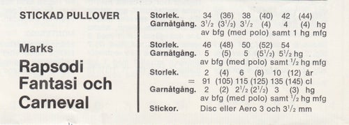 ** STICKMÖNSTER ** BARN DAM HERR **JUMPER / TRÖJA ** 60-tal **