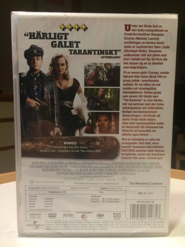 DVD - INGLOURIOUS BASTERDS - (PITT/WALTZ/REGI: QUENTIN TARANTINO) NY/INPLASTAD