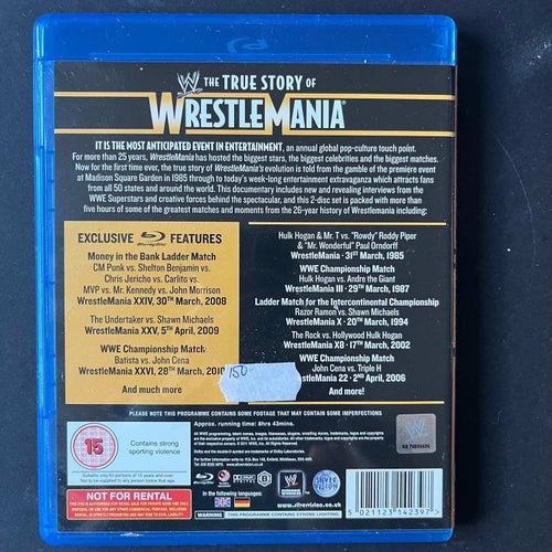 THE TRUE STORY OF WRESTLEMANIA. 2-DISC BLU-RAY. IMPORT