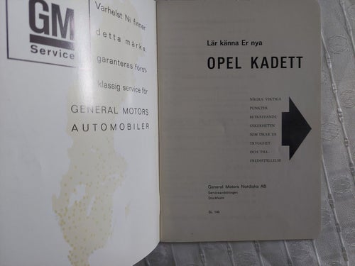 Opel Kadett 1967 Instruktionsbok
