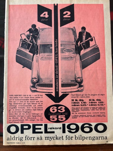 Opel Rekord 1960 Annons