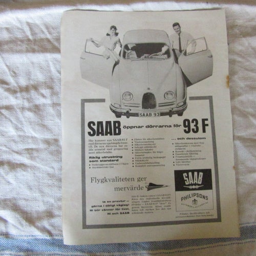 SAAB 93 F 1959 reklam Annons