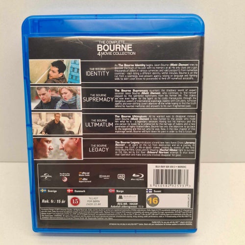 The Complete Bourne x4 - Blu-ray box, Svensk text, Fint skick