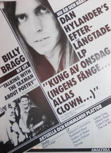 DAN HYLANDER, BILLY BRAGG - AMALHEA, TIDNINGSANNONS 1986