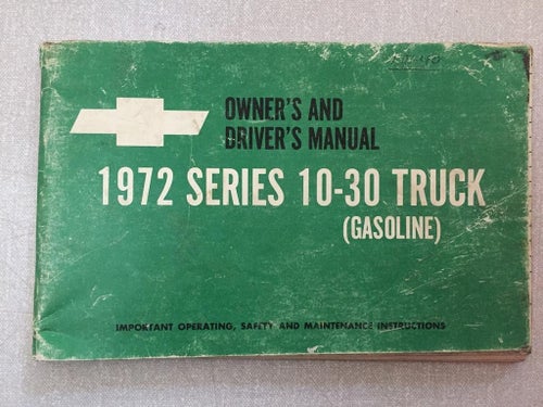 1972 Chevrolet Truck Series 10-30 Owner's & Driver's Manual