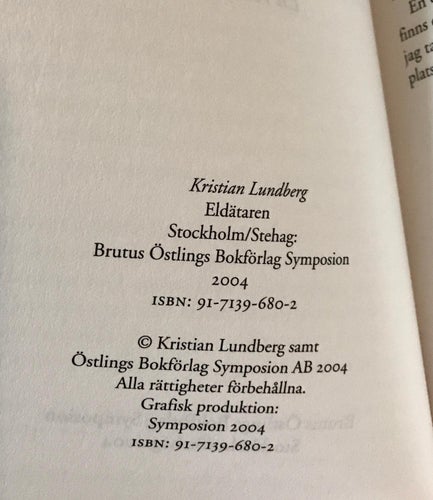 ELDÄTAREN En roman Kristian Lundberg 2004