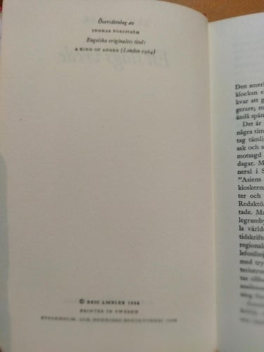 Ett slags vrede - Eric Ambler. bok, very fine plus