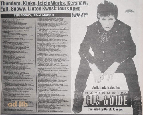 JOHNNY THUNDERS & THE HEARTBREAKERS, 2 ST. PRESSKLIPP 1984