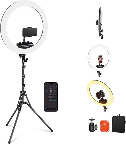 HELT NY Neewer RP18B PRO - 45W Ring Light kit med app-kontroll, stativ & hållare