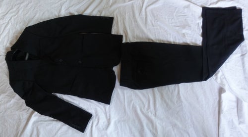 Dressmann svart kritstrecksrandig kostym storlek XS byxa 27-30
