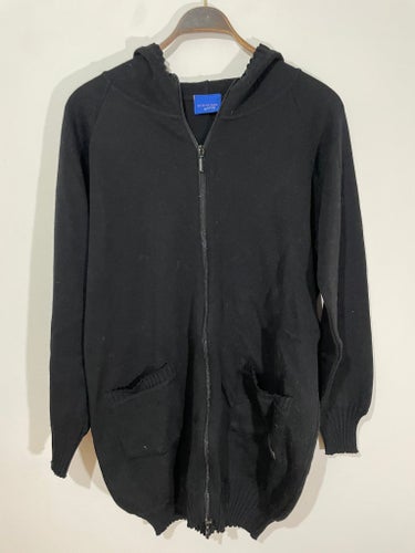 BITTE KAI RAND lång svart kofta i ull med huva, i strl XL