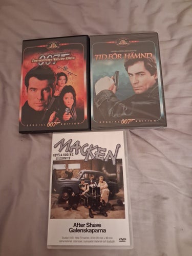 James Bond DVD-filmer: Tomorrow Never Dies och Tid För Hämnd, samt Macken DVD