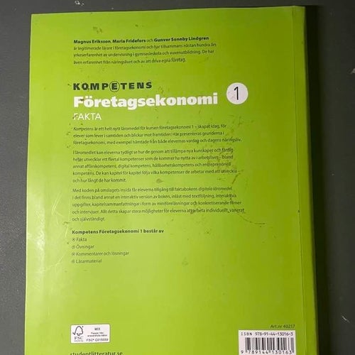 KOMPETENS FÖRETAGSEKONOMI 1 FAKTA av Magnus Eriksson, Maria Fridefors, Gunvor