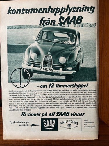 SAAB 1959 Konsumentupplysning annons