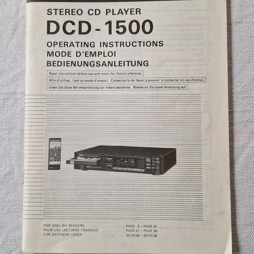 DENON STEREO CD PLAYER DCD-1500 OPERATING INSTRUCTIONS