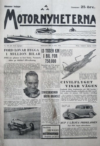 Motornyheterna 1934-49 Rekord MB Mercedes Racer..Mc Scott