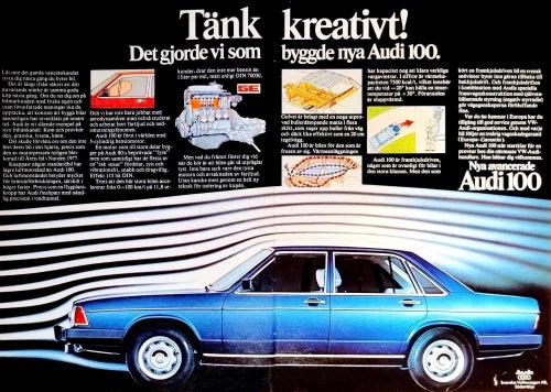 AUDI 100, REKLAM STOR TIDNINGSANNONS 1977