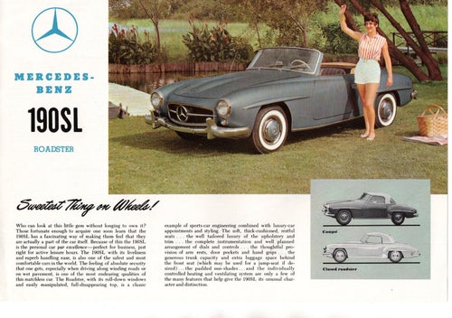 Mercedes-Benz 190 SL amerikanskt reklamblad