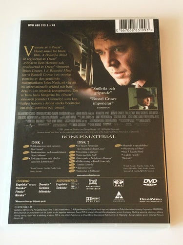 A beautiful mind (Russell Crowe, 2001). Begagnad 2 disc DVD