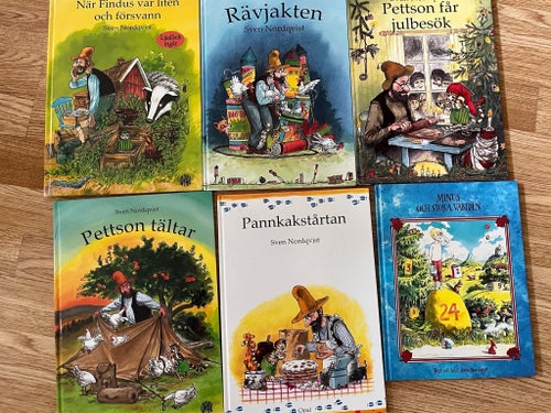 Sven Nordqvist 6 st böcker! Rävjakten Pannkakstårtan Pettsson tältar mm