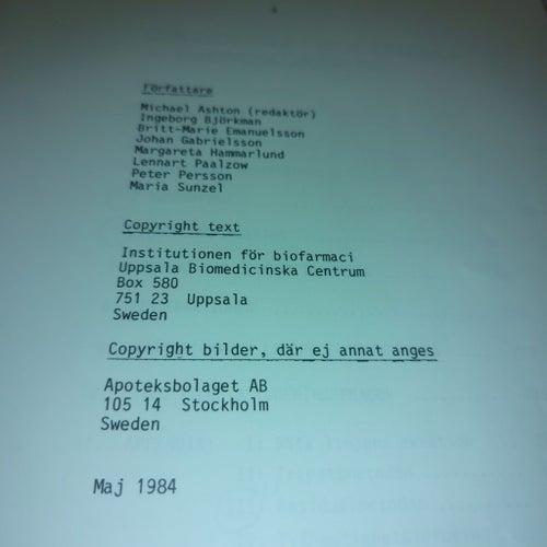 Grunderna i biofarmaci och farmakokinetik 1984