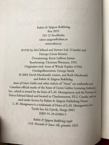 Anne På Grönkulla ANNE PÅ EGEN HAND L.M. Montgomery 2003