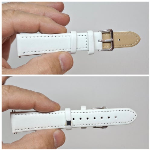 Klockarmband 18mm vit färg plus 2 stycken Bandstift – Nytt, passar Herr & Dam