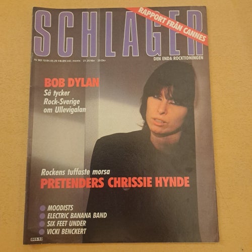 Schlager tidning med Bob Dylan och Chrissie Hynde