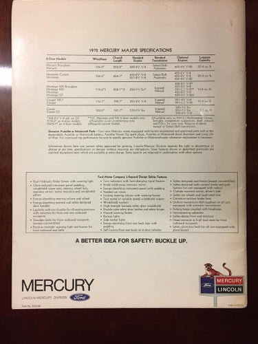 Försäljningsbroschyr Mercury 1972
