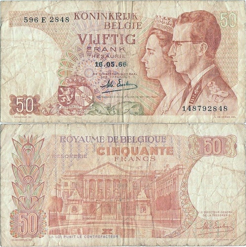 1966 (16 May), 50 Francs - Belgium | P-139a.2