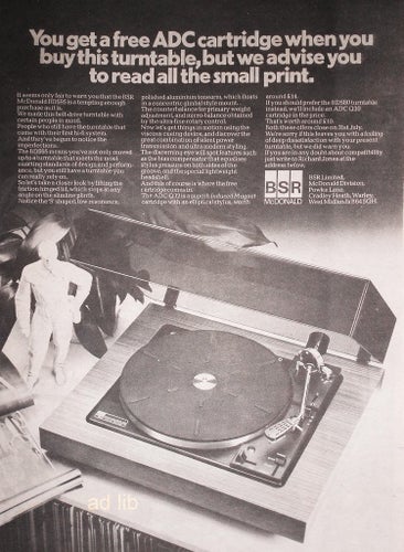 BSR McDONALD BDS95 TURNTABLE, HI-FI REKLAM TIDNINGSANNONS 1977