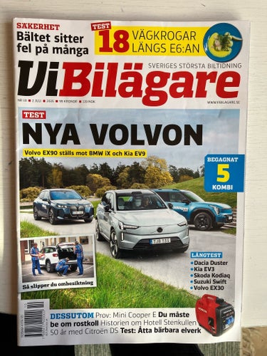 Tidningen Vi Bilägare nr 10 juli 2025 Nya Volvon Dacia Duster Bälte sitter fel