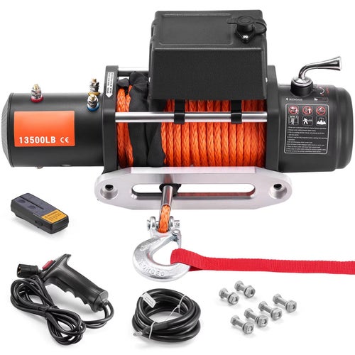 Elektrisk Vinsch 6123 kg 12V med Syntetlina och Trådlös Fjärrkontroll