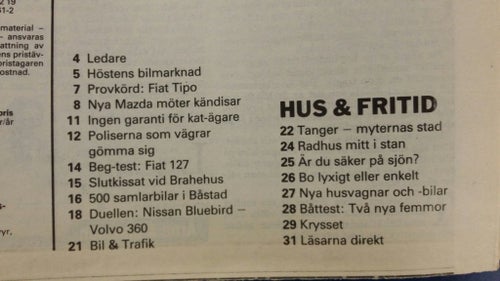 Vi bilägare nr 16 1988: Volvo 360 GL, Nissan Bluebird, Fiat Tipo, Mazda 121