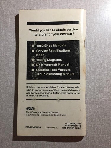 1983 Ford Thunderbird Owner Guide