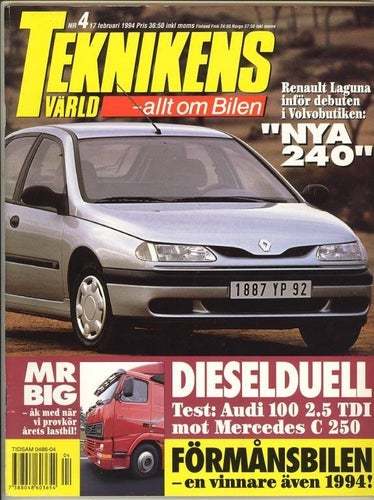 Teknikens Värld 1994/4 - Test: Audi 100 TDI - Mercedes...