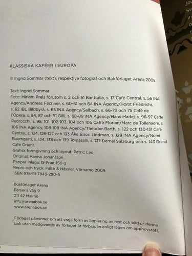 KLASSISKA KAFÉER I EUROPA Ingrid Sommar 2009
