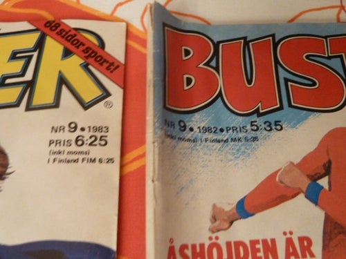 TIDNING, 2 STYCKEN BUSTER TIDNINGAR, NR 9 - 1983, NR 9 - 1982
