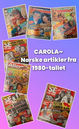 CAROLA HÄGGKVIST ~Norske artikler fra 1980-tallet porto inkludert