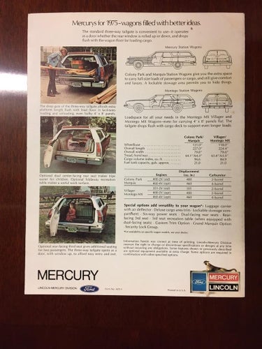Försäljningsbroschyr Mercury Station Wagons 1975
