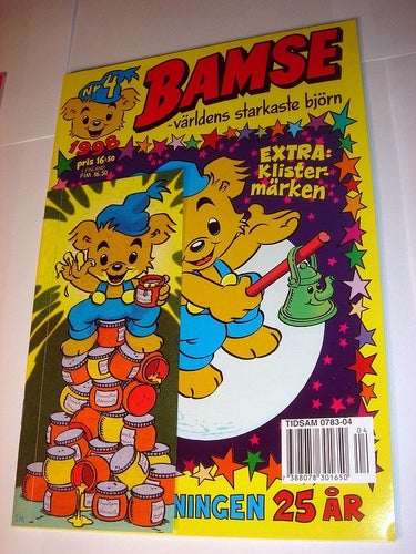 BAMSE 1998 4 (svensk) NY OLÄST EXTRA KLISTERMÄRKEN