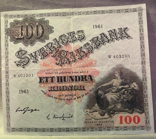 Svensk hundralapp från 1961