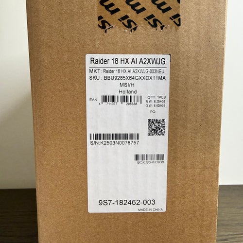 MSI Raider 18 HX AI A2XWJG Gaming Laptop – Helt Ny & Oöppnad