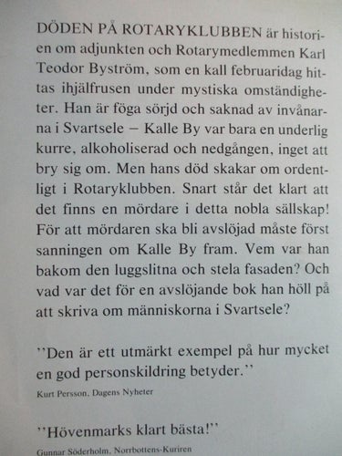 NILS HÖVENMARK - DÖDEN PÅ ROTARY KLUBBEN
