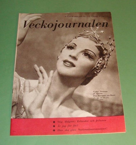 Vecko-Journalen nr 3 1955. Elsa Marianne von Rosen på frams.
