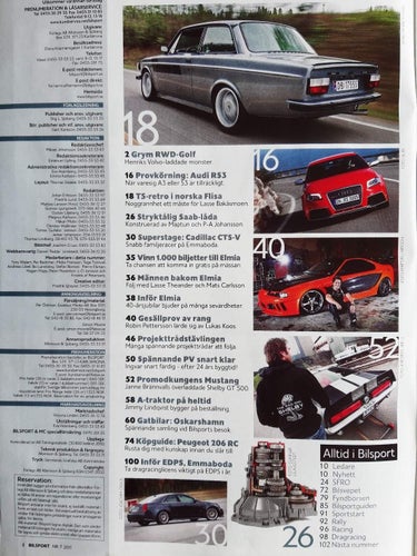 Bilsport nr 7 2011: Audi RS3, Cadillac CTS-V, köpguide Peugeot 206 RC