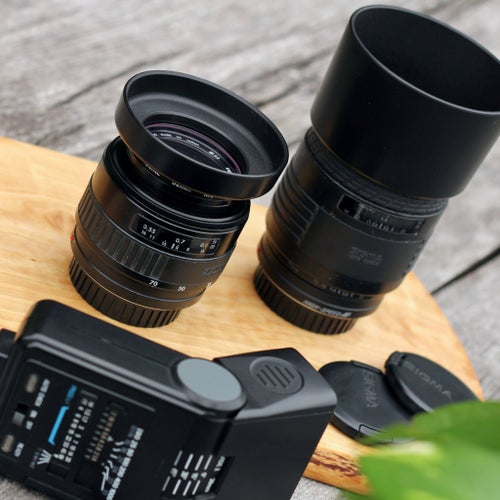 Kamerapaket Sigma objektiv 35-70 & 70-210 Minolta A Sony AF blixt Suntax kit
