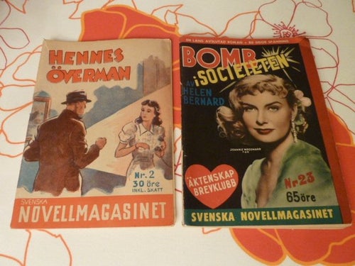 TIDNING, 2 STYCKEN NOVELLMAGASINET, NR 2 -HENNES ÖVERMAN, NR 23 - BOMB I SOCIETE
