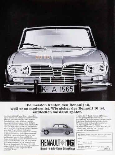 RENAULT 16, STOR REKLAMANNONS 1968