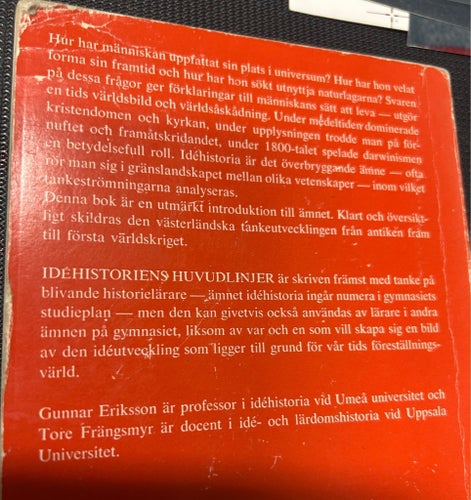 Idéhistoriens huvudlinjer av Gunnar Eriksson och Tore Frängsmyr, 1970